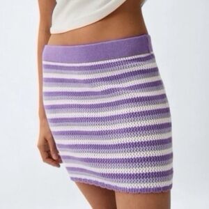 H&M Purple and White Crochet Mini Skirt
